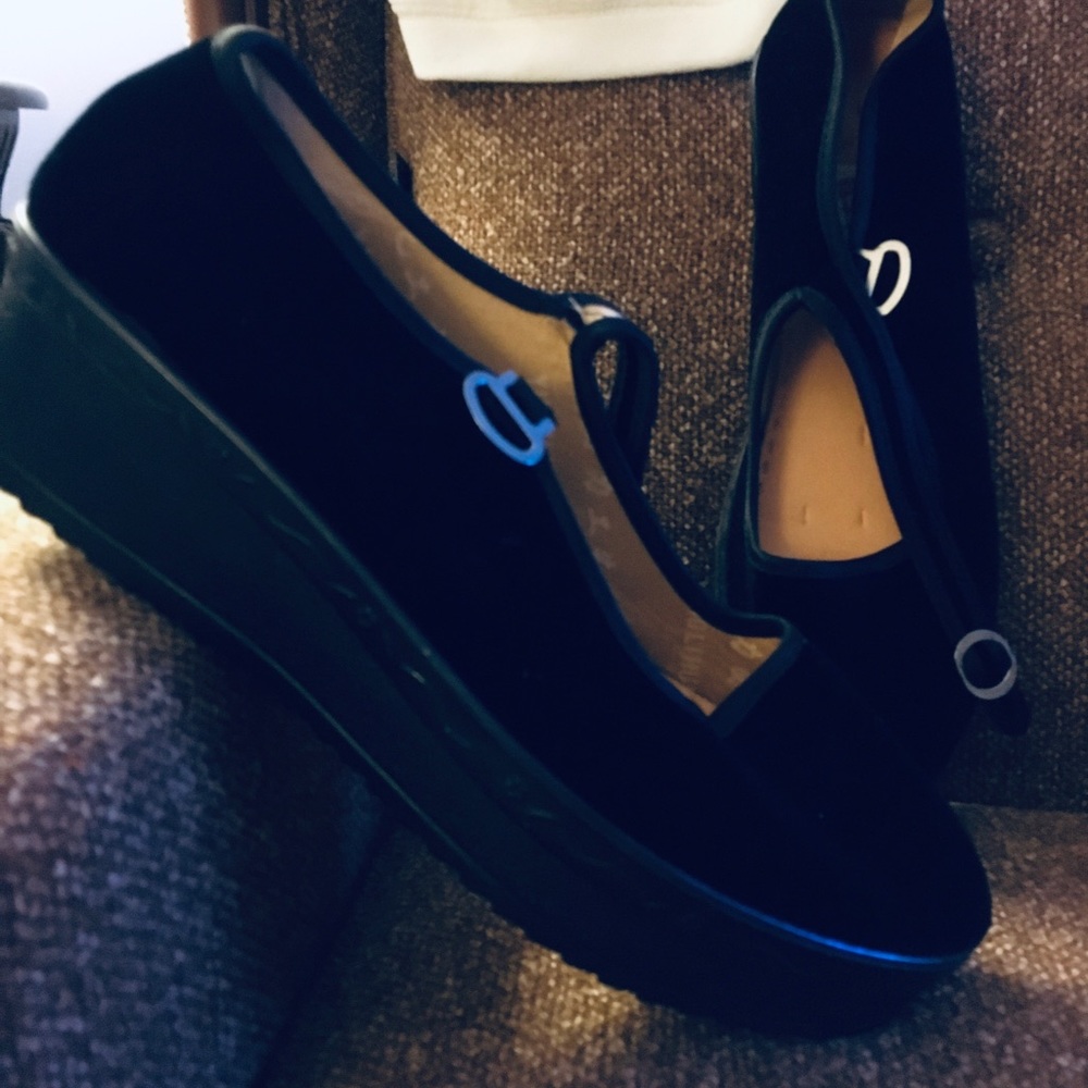 Black chinese platform slippers